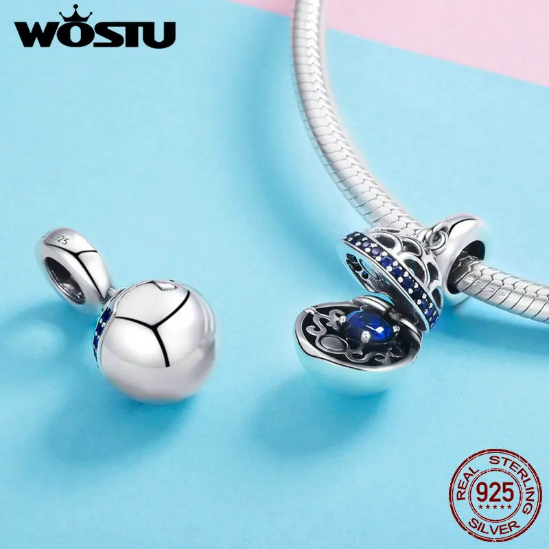 WOSTU, настоящее 925 пробы, серебро, 4 цвета, коробка для любви, Висячие бусины, браслет, ожерелье, подарок для изготовления ювелирных изделий, FIC689