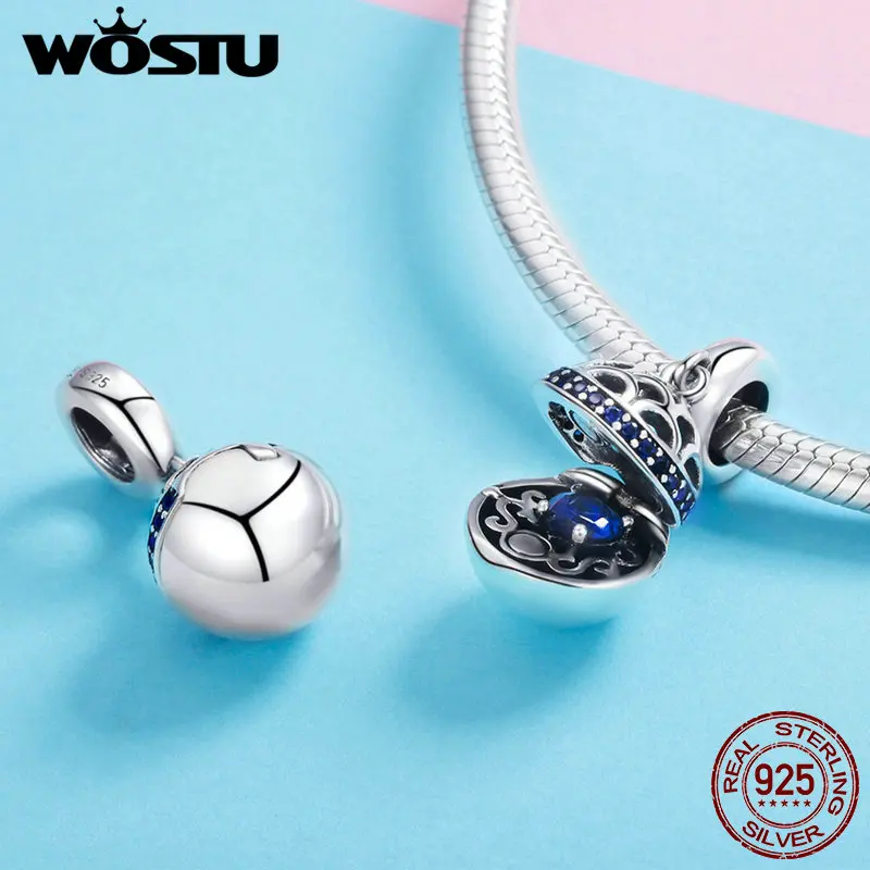 WOSTU Real 925 Sterling Silver 4 Colors Love Box Dangle Beads Fit Charm Bracelet Necklace Jewelry Making Gift FIC689
