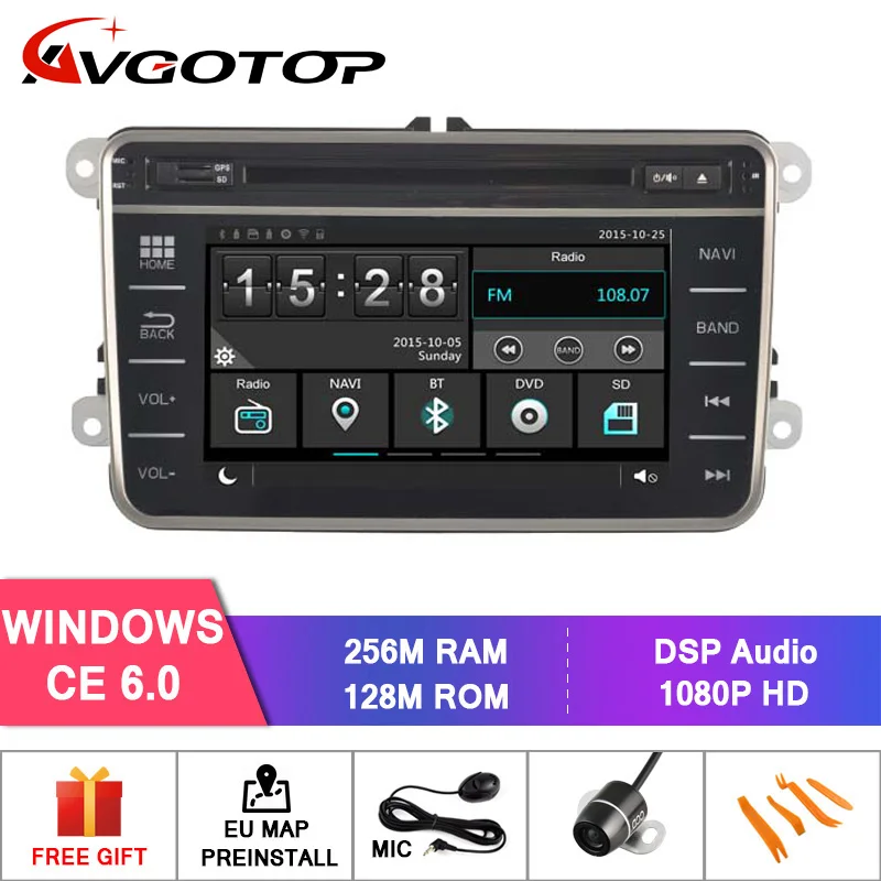 AVGOTOP Android 9 автомобильный Радио мультимедийный плеер для VOLKSWAGEN B6 автомобиль 2G 16G Bluetooth gps Видео Аудио
