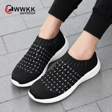 WWKK/ г. Осенняя модная женская обувь для отдыха дышащие сетчатые высококачественные носки без шнуровки женские кроссовки