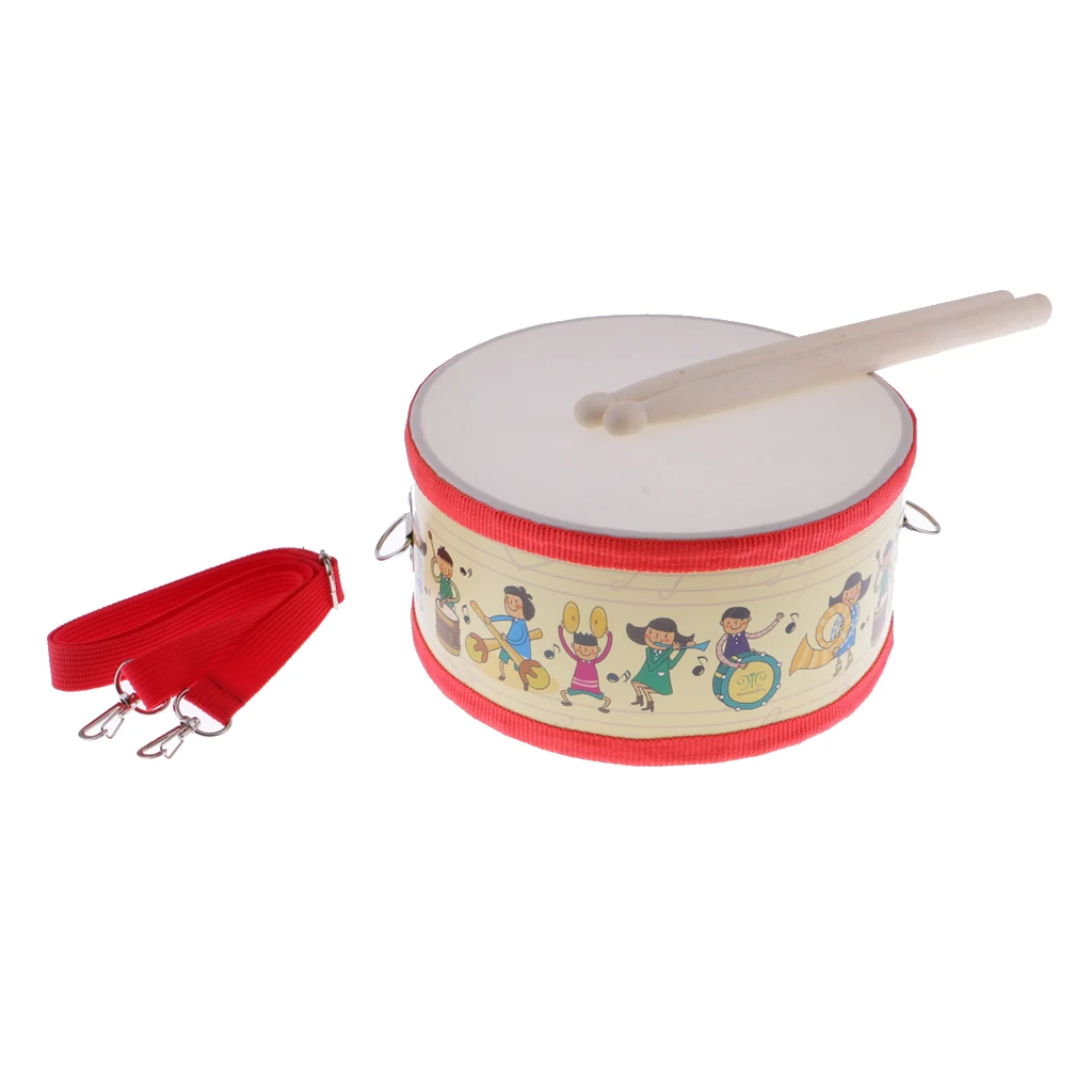 1 Set Hand Percussion Snare Drum with Wood Sticks for Kids Musical Toys Gifts