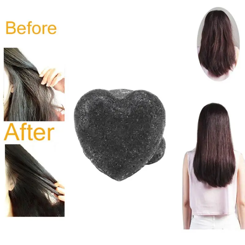 

Bamboo Charcoal Soap Nourish the Scalp Antidandruff Cleaning Hair Soap Heart Shaped Soap New