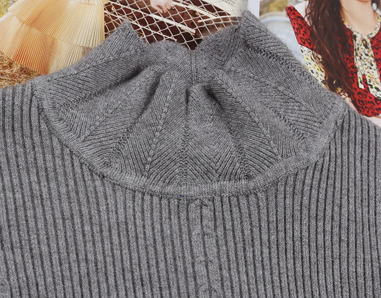 2019 Korean Fashion Thick Women Sweaters and Pullovers Sueter Mujer Ruffled Sleeve Turtleneck Solid Slim Sexy Elastic Women Tops