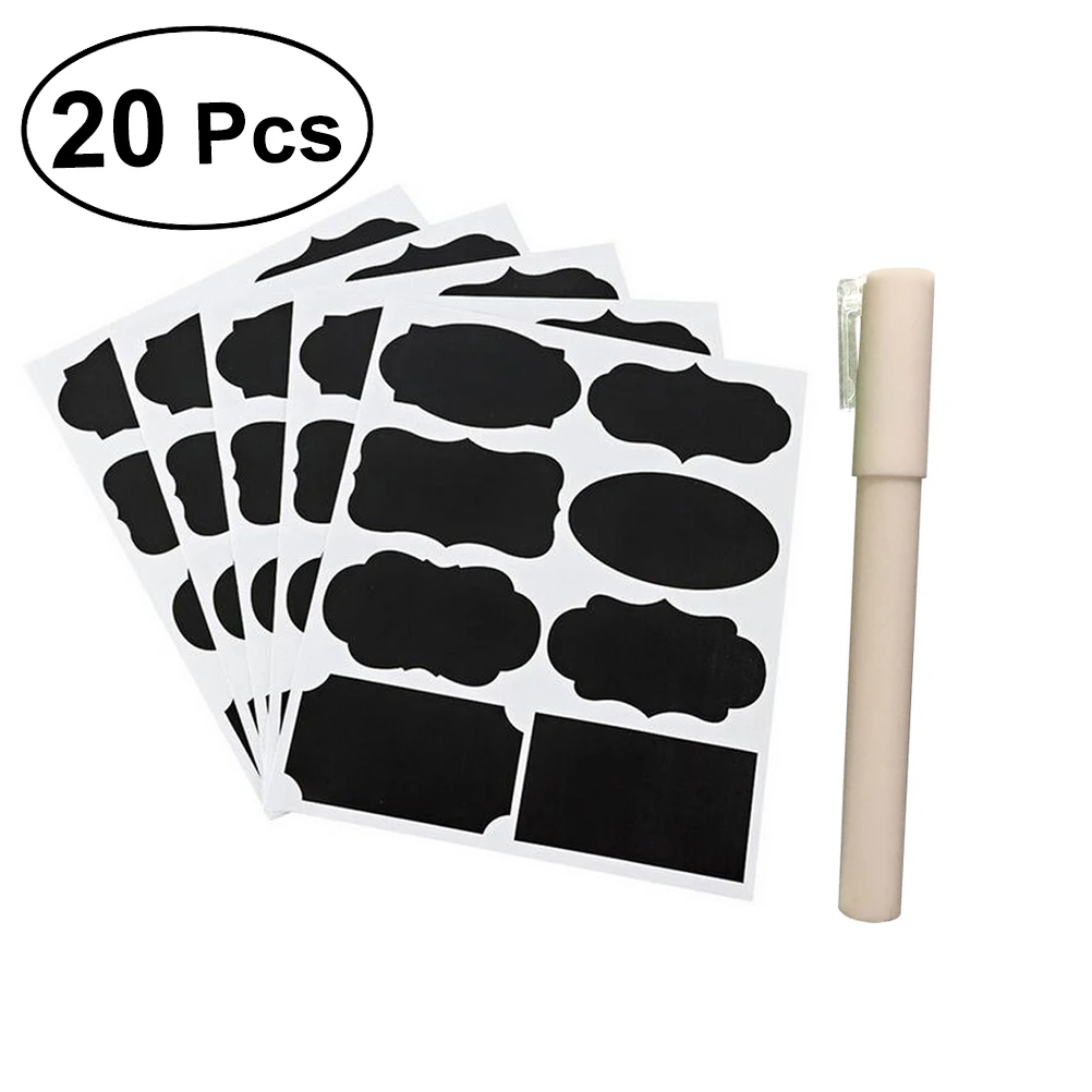 20pcs Chalkboard Labels Premium Reusable Chalkboard Stickers With Chalk