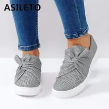 ASILETO лоферы на плоской подошве женские Весна-осень без шнуровки на платформе Вязание Женская обувь на плоской подошве мягкая прогулочная обувь повседневная обувь sapatos
