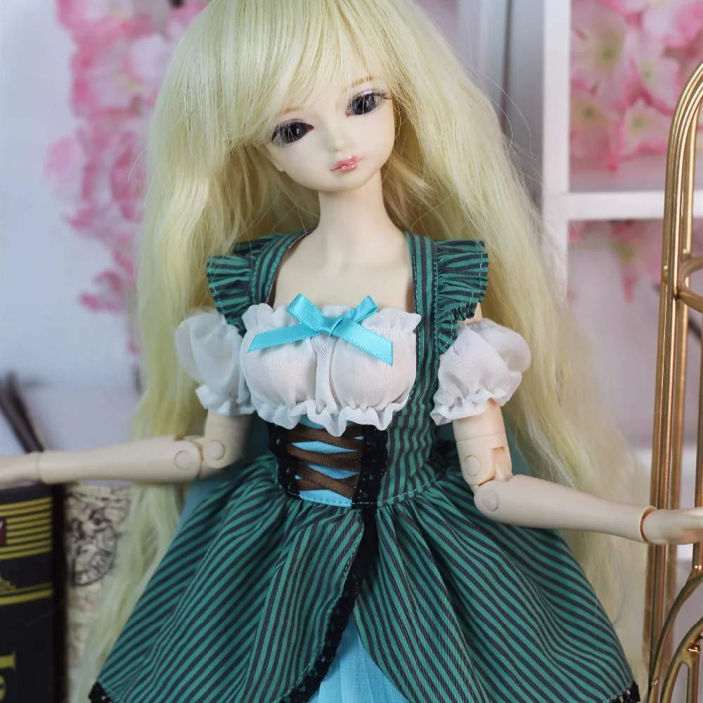 Forturn days только для 1/4 bjd 45 см кукла зеленое платье синяя юбка корсет Лолита Принцесса костюм одежда Белое кружево