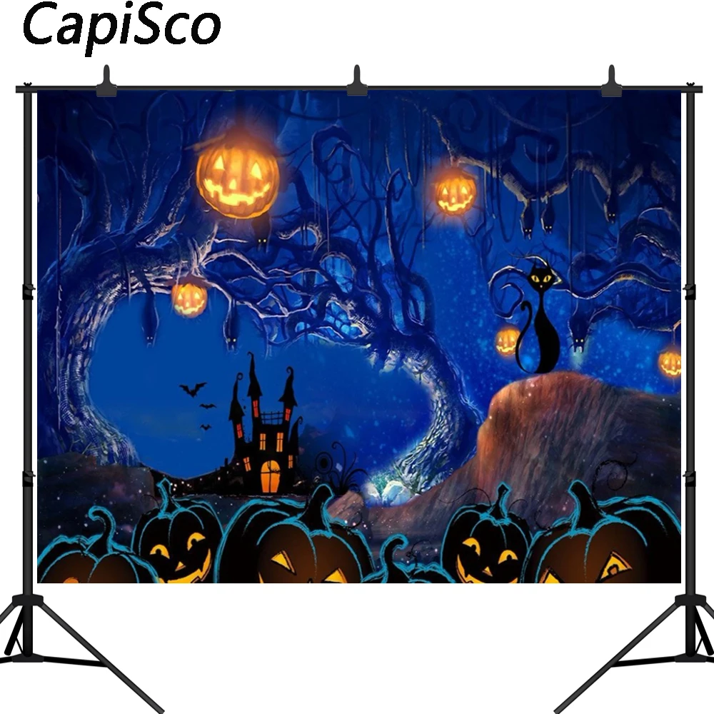 

Capisco Photography Backdrops Cartoon Halloween Backdrop Backdrop Castle Photography Backdrop Halloween Pumpkin Background
