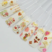 12 шт. горячего тиснения 3D клей для ногтей Переводные картинки Украшение для ногтей Инструменты Дизайн ногтей красоты