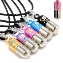 Lnrrabc 1 pc moda quente corda corrente pingente colar metal urna cremação mini lembrança colar feminino jóias de prata salvar o amor