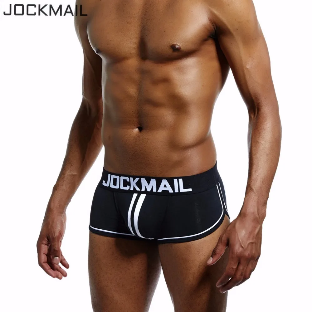 

JOCKMAIL Brand Men Underwear Boxer shorts Backless Buttocks Cotton Sexy open back Gay Men Underwear JockStrap cuecas Gay panties