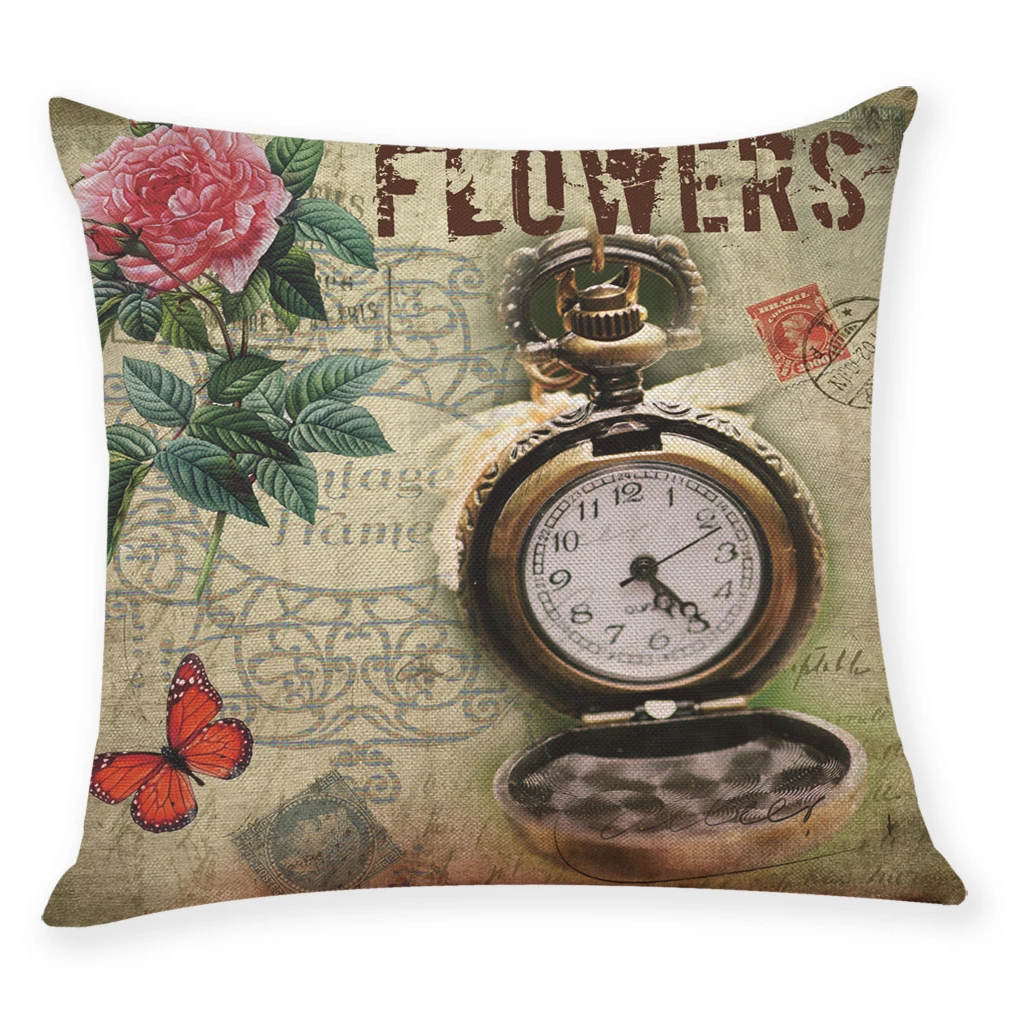 Cushion Case Gift Pocket watches painting linen Home Decration 45x45