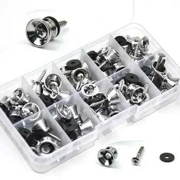 

Wholesale 50pcs/lot Universal Guitar Ukulele Strap Locks Nails Metal Buttons + Screws + Pads Silver