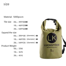 20L открытый ПВХ IPX6 Водонепроницаемый сухой мешок Прочный легкий Дайвинг плавающий Кемпинг походный рюкзак сумки для плавания