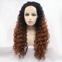 Marquesha кудрявый парик черный укоренистый коричневый Омбре, термоустойчивый кудрявый синтетический парик кружева перед Омбре парики