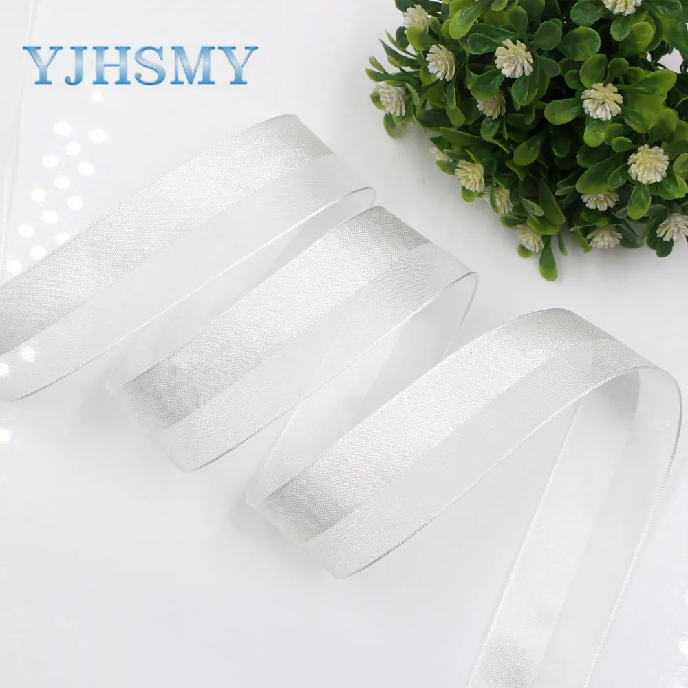 

YJHSMY I-181103-100,10yards/lot,25mm solid Satin+yarn ribbon DIY handmade bow headdress gift wrap birthday wedding decoration