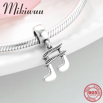 

New music notation shape 925 Sterling Silver DIY fine Pendants beads Fit Original Mikiwuu Charm Bracelet Jewelry making