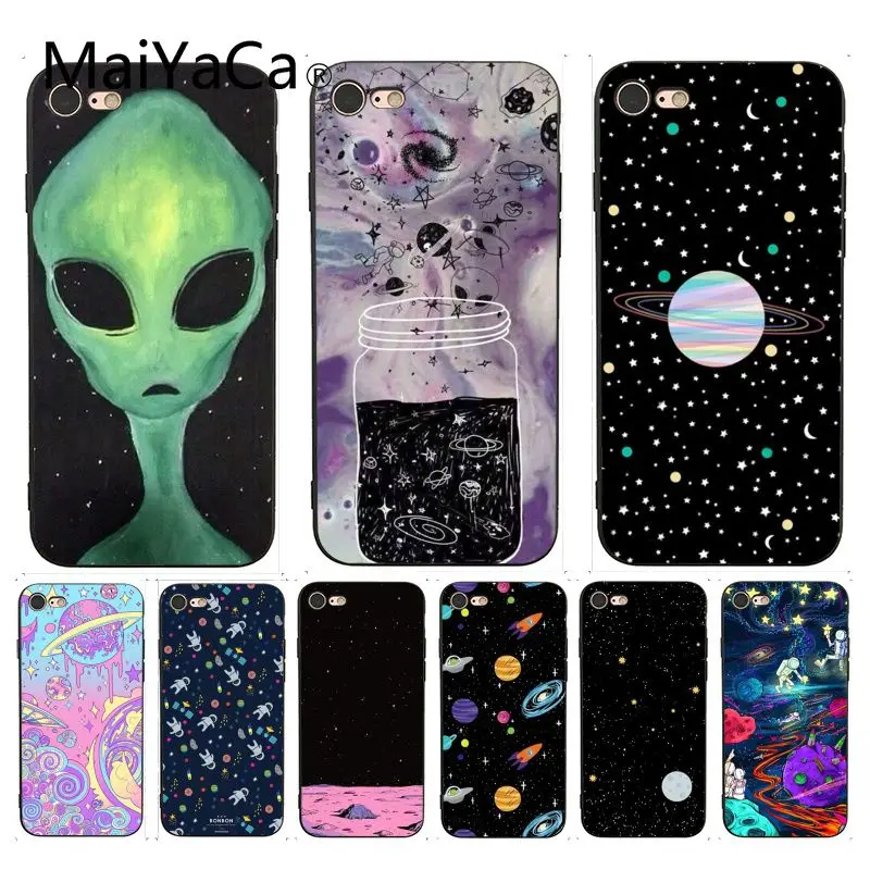 

MaiYaCa Sky Aliens UFO Astronauts Painted Beautiful Phone Accessories Case for iPhone 7 6 X Case 6S 6plus 7 7plus 8 8Plus X 5 5S