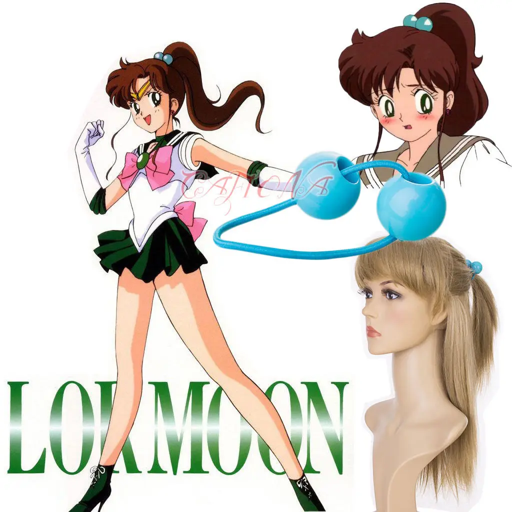 

Cafiona Cheap Sailor Moon Kino Makoto Sailor Jupiter Cosplay Costume Accessory Blue Hair Rope Free Shipping