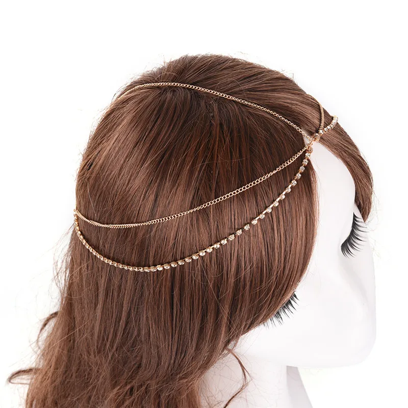 Ретро Нерегулярные волос Группа личности Металл Многослойные повязка на голову цепи Hairwear для Для женщин подарок