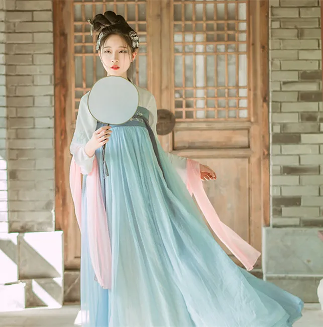 Китайский Hanfu костюм для восточных танцев, традиционная Женская одежда династии Тан, Мужская древняя народная одежда, женское сценическое платье DC1132