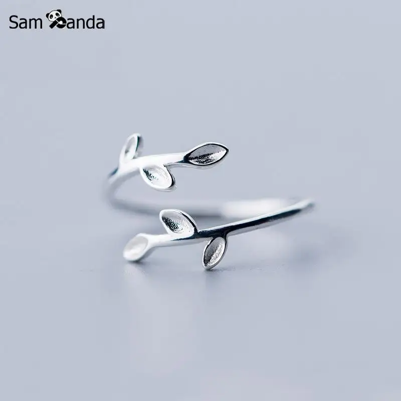 

Authetic 925 Sterling Silver Tender Leaf Bud Open Rings Adjustable For Women Hypoallergenic Fashion Girl Sterling-silver-jewelry
