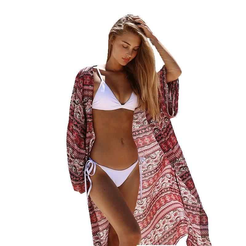 

Bohemian Summer Beach Maxi White Ladies Lace Long Section Wear Overall Dress Women Swimsuit Cover Ups Beach Shawl Ladies Tops