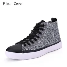 Fine Zero Men Hip Hop Canvas Shoes 2017 Fashion High top Men’s Casual Shoes Breathable Canvas Man Lace up Brand Shoes Black