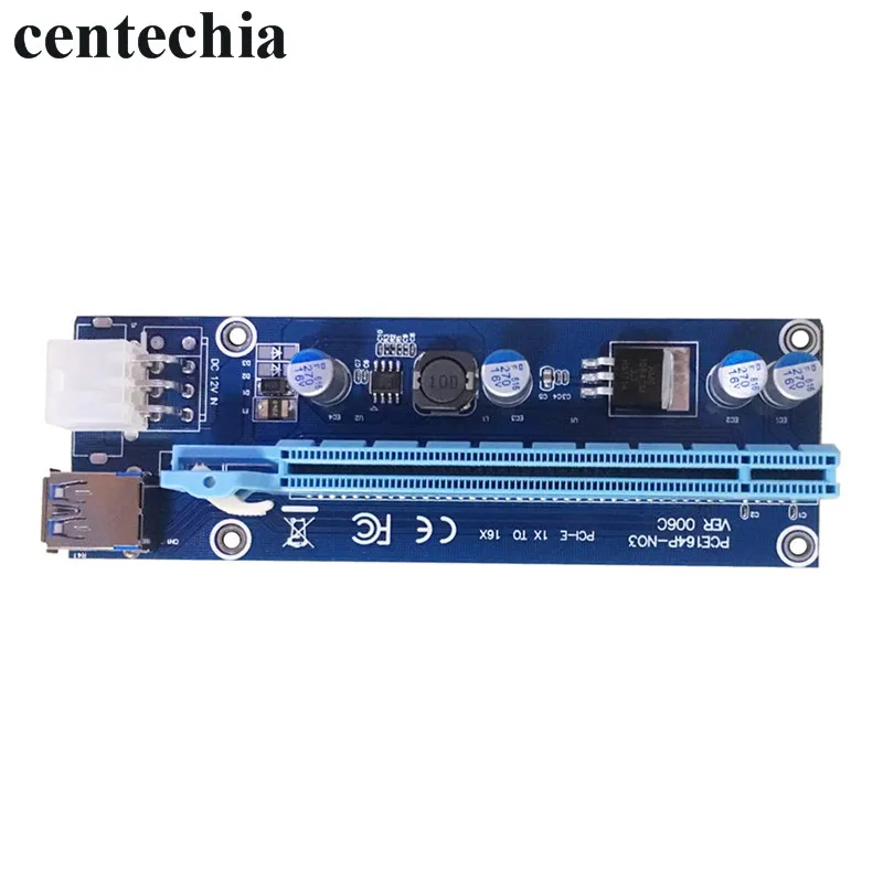 Centechia PCI-E 1x to 16x Mining Machine Enhanced Extender Riser Card Adapter with 60cm USB3.0 SATA Power Cable left/right GHMY