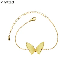 V привлечь 10 шт. природа Chram Любовь бабочка браслет цвета: золотистый, серебристый Для женщин мода животных Ювелирные изделия Pulseira Рождественский подарок