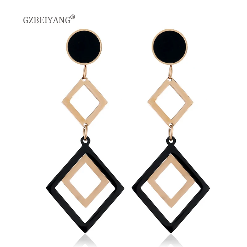 

GZBEIYANG Geometric Multi-layered Rhombus Long Earrings for Personality Sexy Women Girl Jewelry Earrings Party Gifts