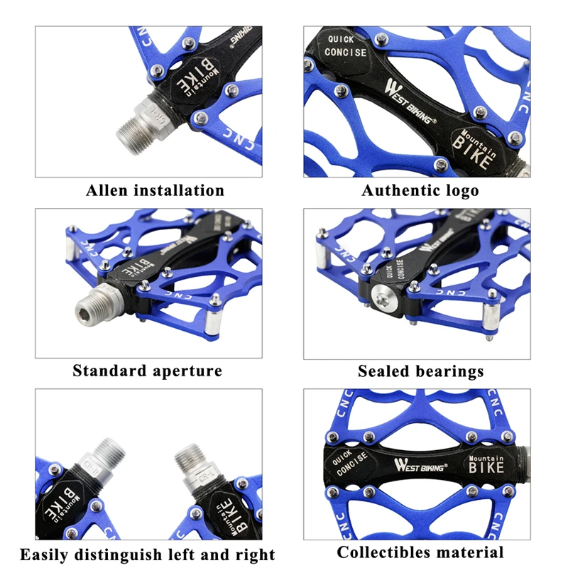 WEST BIKING велосипедные педали, алюминиевые велосипедные педали, фиксированная передача, горный велосипед, горные педали, подшипники, аксессуары, велосипедные педали