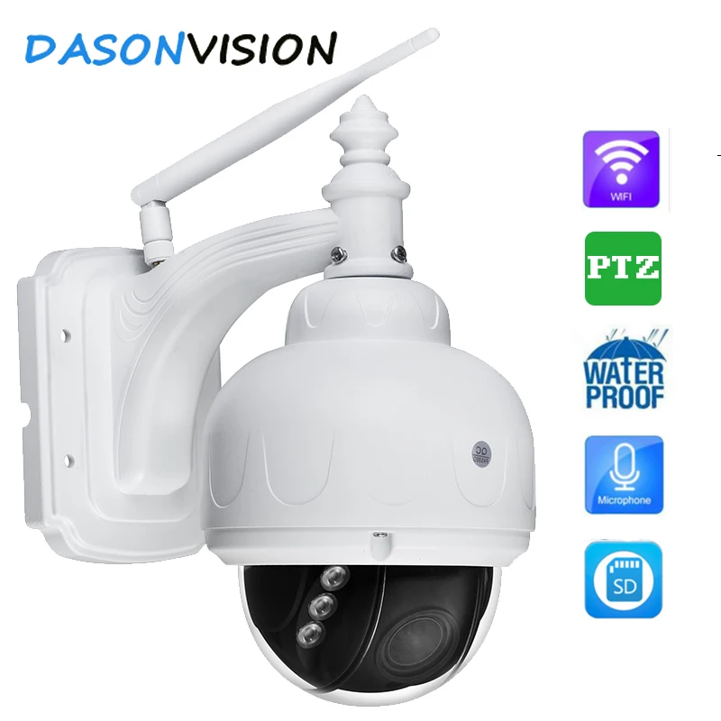 Беспроводной IP камера купольная PTZ открытый HD P 1080 Wi Fi 5X зум инфракрасный Ночное