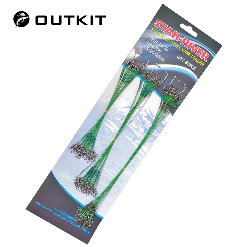 OUTKIT 60 шт./лот рыболовная приманка Trace Rope Wire Leader Line поворотные снасти спиннинг на акулу с 15 см, 20 см, 25 см Pesca