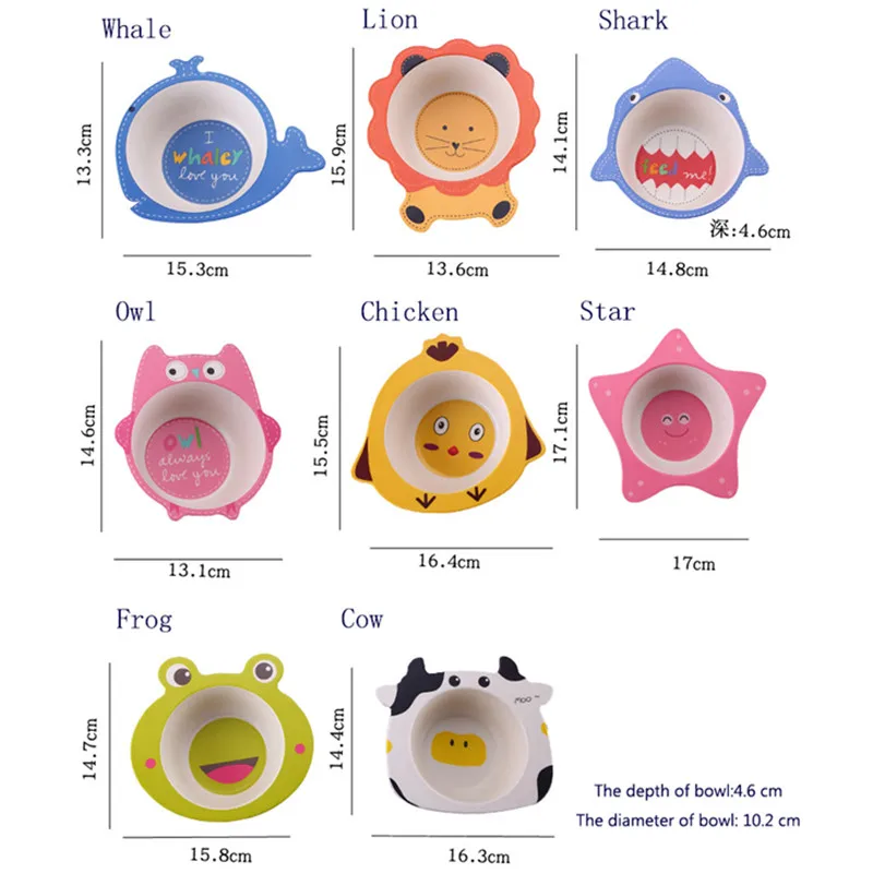 Бамбуковая детская миска, мультяшная детская посуда, столовая посуда для детей, Обучающие палочки для еды