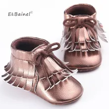 E& Bainel/Детские ботиночки для новорожденных; однотонная детская обувь с бахромой; ботильоны; обувь с мягкой подошвой; мокасины для малышей из искусственной кожи для девочек