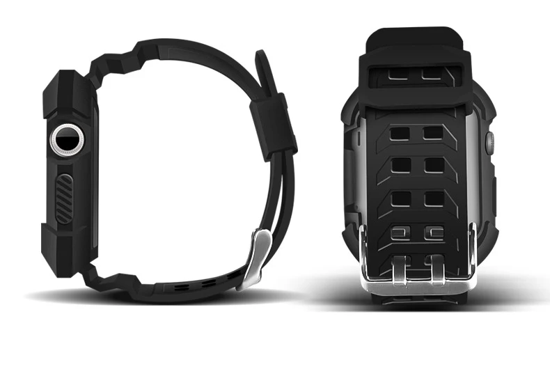TPU Rubber Watchband with Protective Case for 40/44/38/42mm for Apple Watch Band Wrist Strap Bracelet with Frame Black Red White TPU Rubber Watchband with Protective Case for 40/44/38/42mm for Apple Watch Band Wrist Strap Bracelet with Frame Black Red White