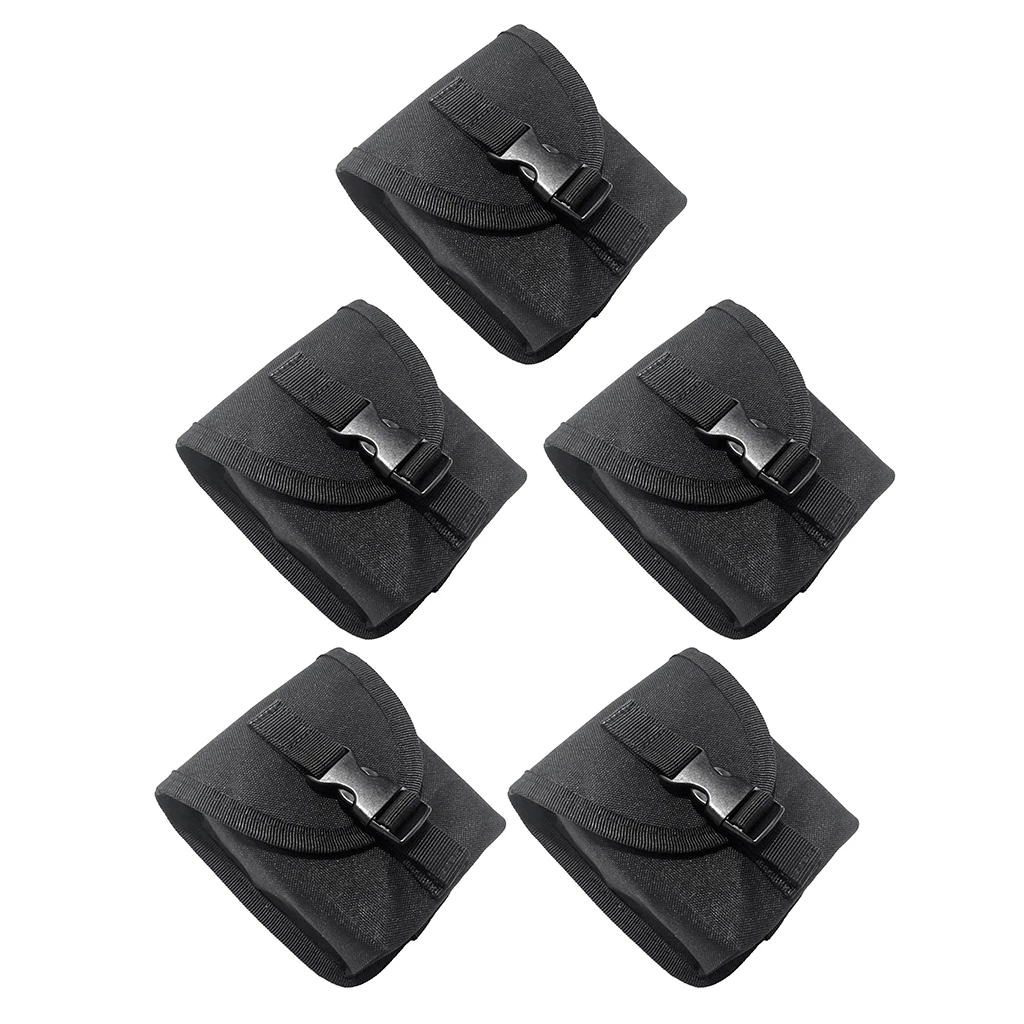 5 Pieces Scuba Diving Snorkeling Spare Weight Belt Pocket Pouch with Quick Release Buckle Strong Diving Equipment Black 