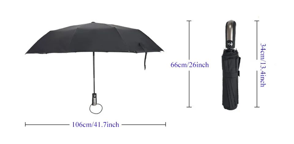 Черное покрытие 10 ребер Зонт от дождя и солнца анти-УФ Автоматический 3 складной ветростойкий Авто роскошный большой Ветрозащитный женский мужской зонт