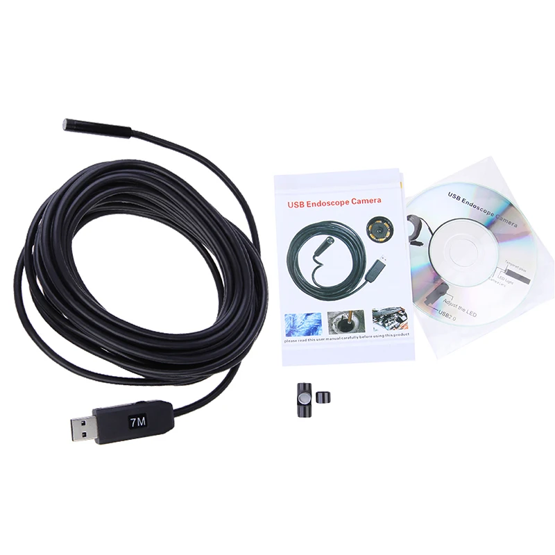 

New USB 7M Cable Soft Wire Waterproof Endoscope Borescope 6 LED 7mm Lens Inspection Camera Video Surveillance Accessories