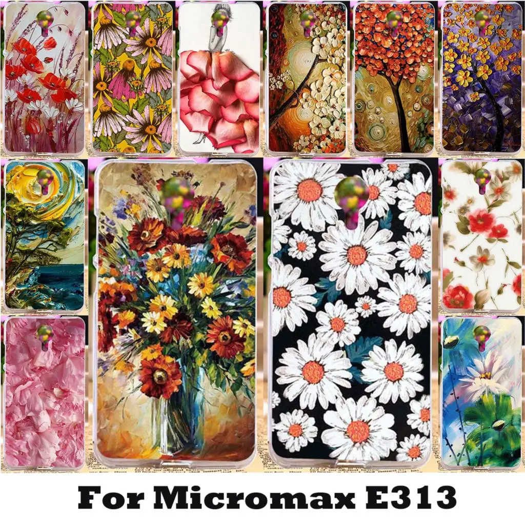 

3D DIY Soft TPU Flower Painted Cases For Micromax Canvas Xpress 2 E313 5.0 inch Covers Housing Back Bag Coque Capinha Shield
