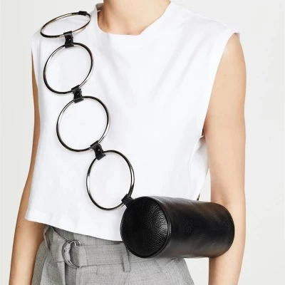 

Fashion Circular Scrub Litchi PU Leather Retro Metal Ring Handbag Small Round Shoulder bag women Mini circle Bag Drop shipping