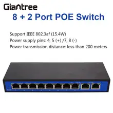 8 PoE Инжектор POE Ethernet коммутатор профессиональная ip-камера Poe сетевые переключатели мощность по Ethernet 5,6 Гбит/с POE коммутатор