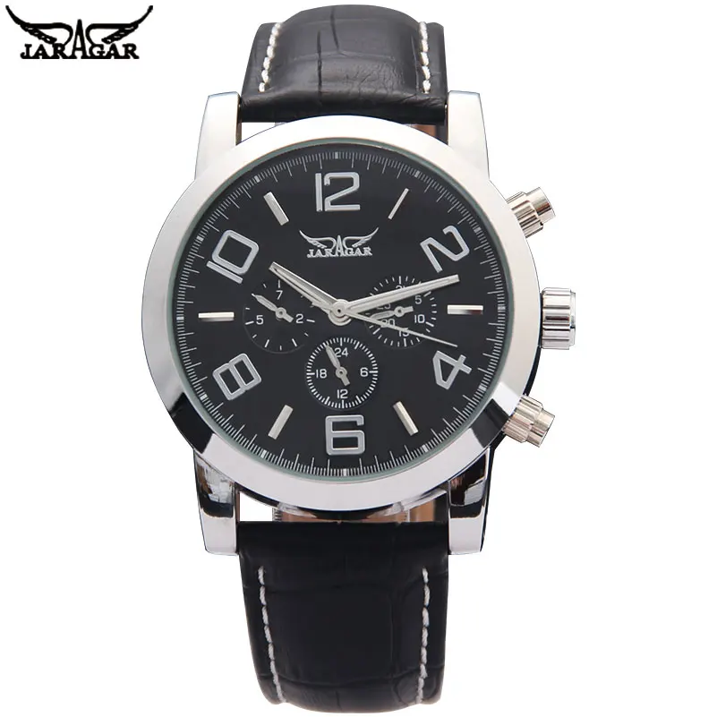 Jaragar العلامة التجارية الرجال التلقائي الميكانيكية ووتش المعصم أسود أبيض الهاتفي جلدية حزام رجالي أزياء اللباس 24 h السيارات التاريخ Jaragar العلامة التجارية الرجال التلقائي الميكانيكية ووتش المعصم أسود أبيض الهاتفي جلدية حزام رجالي أزياء اللباس 24 h السيارات التاريخ
