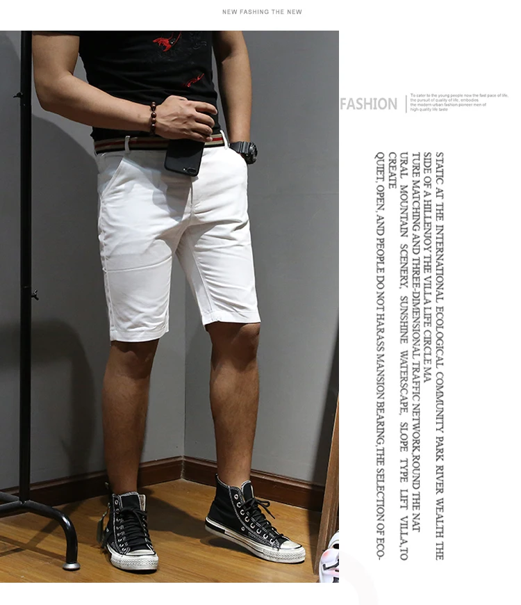 Large Size 42 40 38 Men's Shorts 2019 Summer New Fashion Men's High-Quality Cotton Casual Shorts Black White Slim Men Shorts black casual shorts