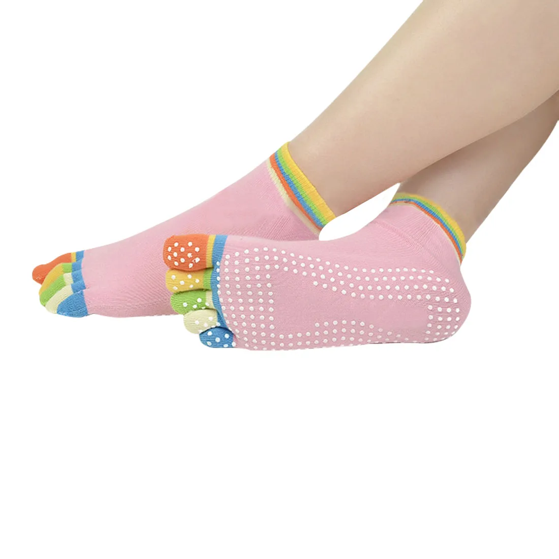Женские спортивные цветные носки для йоги, фитнеса и пилатеса, хлопковые носки для тренировок, нескользящие носки для йоги, спортивные носки