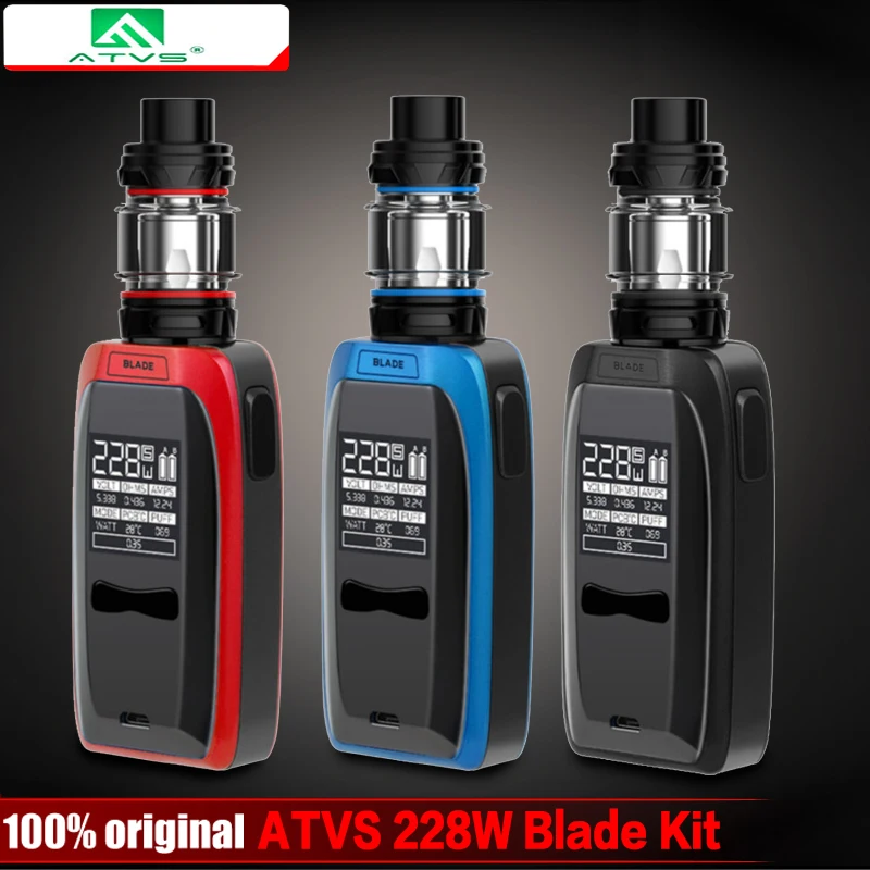 

ATVS 228W Blade Electronic Cigarette Kit 18650 Box Mod With 5ml 510 Thread Tank 228W Max Output Huge Power By 18650 Battery Vape