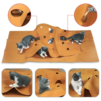 

120*90*3cm Scratch Resistant Cat Toy Blanket Play Mat Pet Hide Seek Carpet Kitten Cat Interactive Tunnels Toy