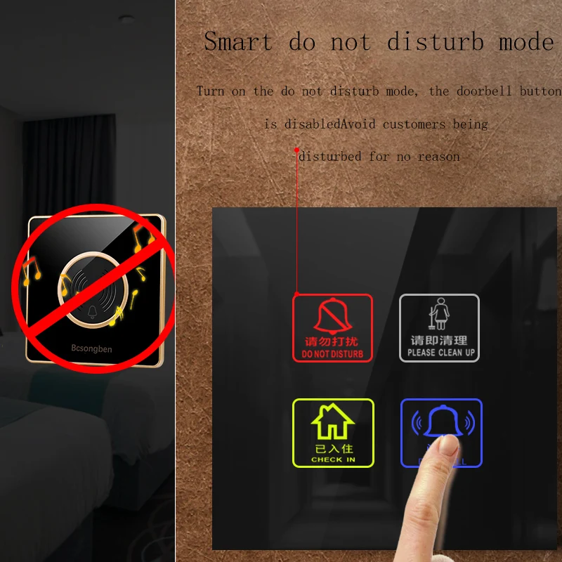 Настенный сенсорный смарт переключатель KEKA Hotel 4 банды не беспокоить уборка