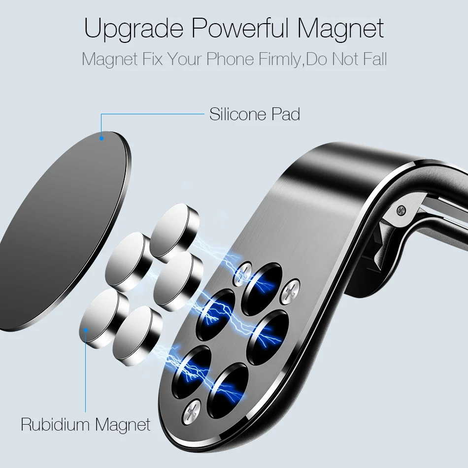 Металлический магнитный автомобильный держатель для телефона, Универсальный Магнит для iPhone XS MAX XR X 8 7 6 Plus Xiaomi samsung S10, крепление на 360 градусов на вентиляционное отверстие