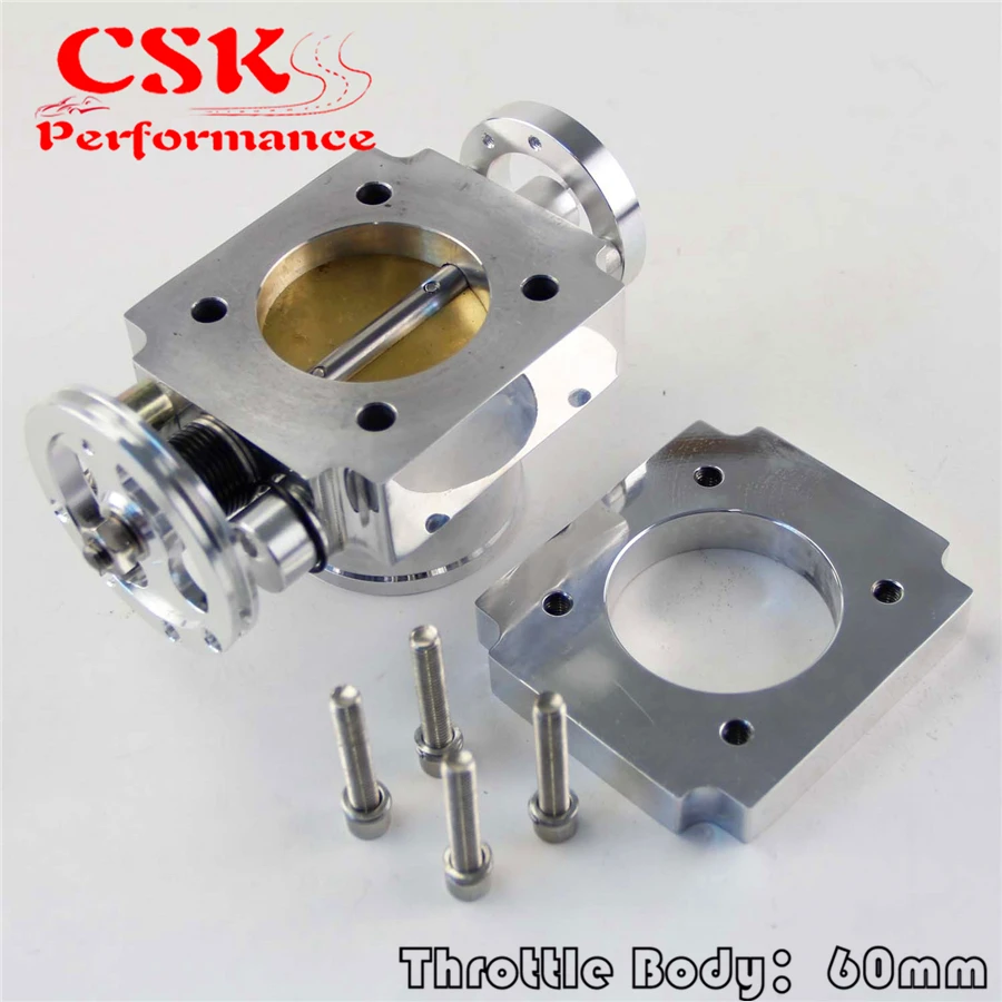 

60 MM UNIERSAL 60MM VQ35TPS ALUMINUM THROTTLE BODY INTAKE MANIFOLD BILLET SILVER